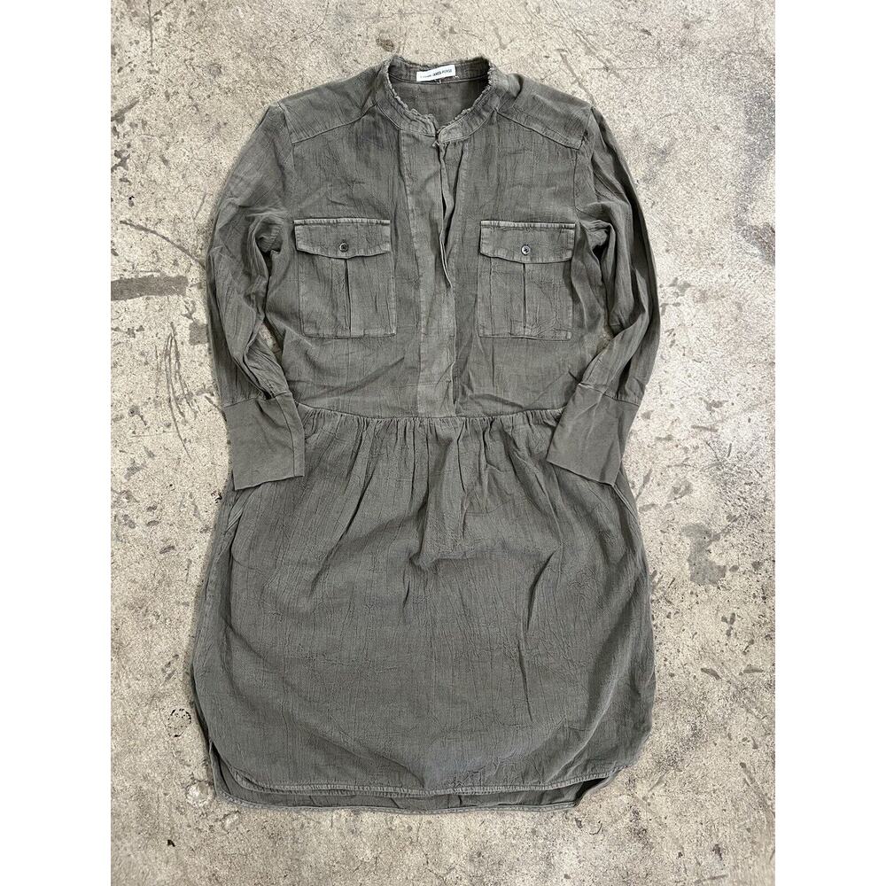Standard James‎ Perse Womens Linen Shirt Dress Size 1 S Olive Green Button Boho